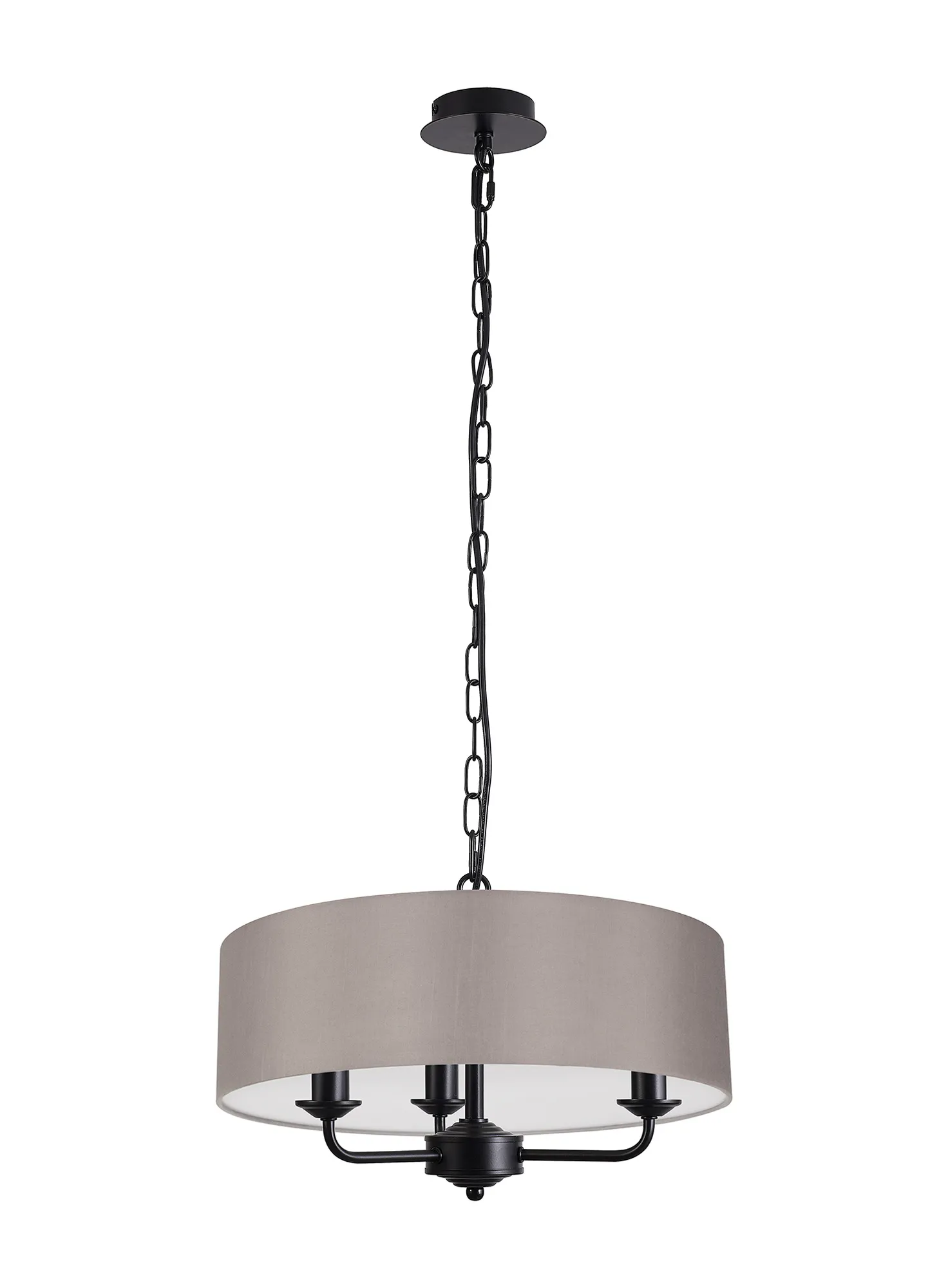 Banyan 45cm 3 Light Pendant Matt Black, Grey DK1010  Deco Banyan MB GR